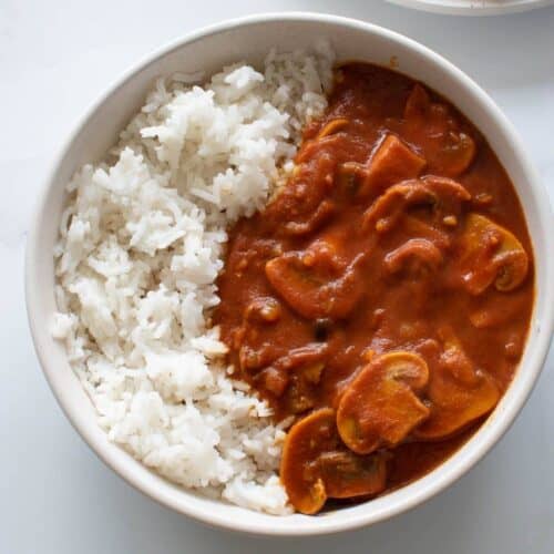 Mushroom curry with rice