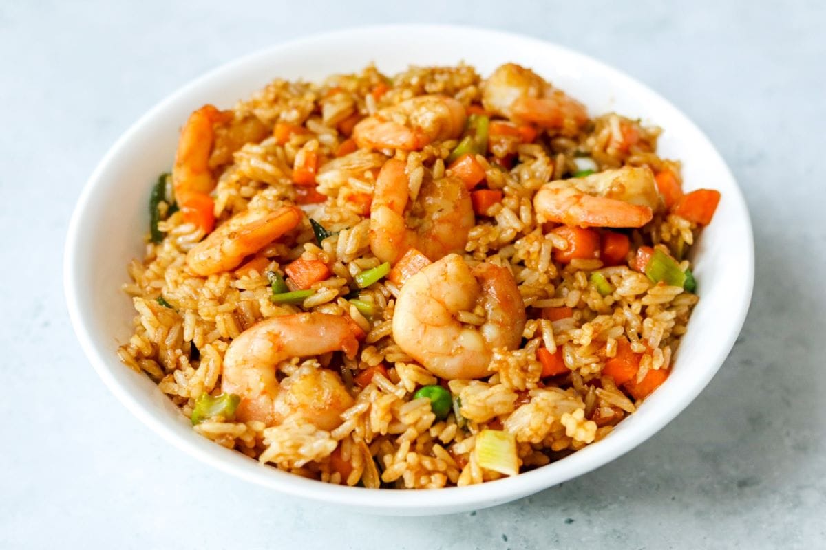 Prawn fried rice with veggies